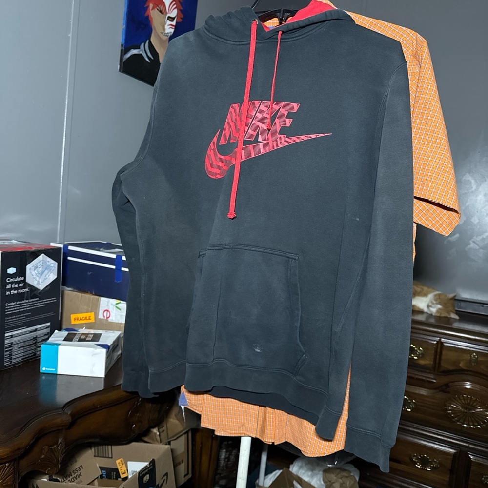 Nike Black Hoodie with Red Logo